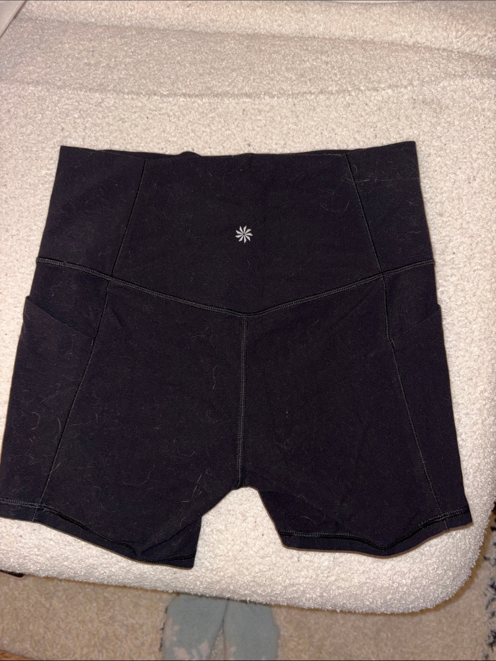 Athleta Black High-Rise Bike Shorts with Side Pockets